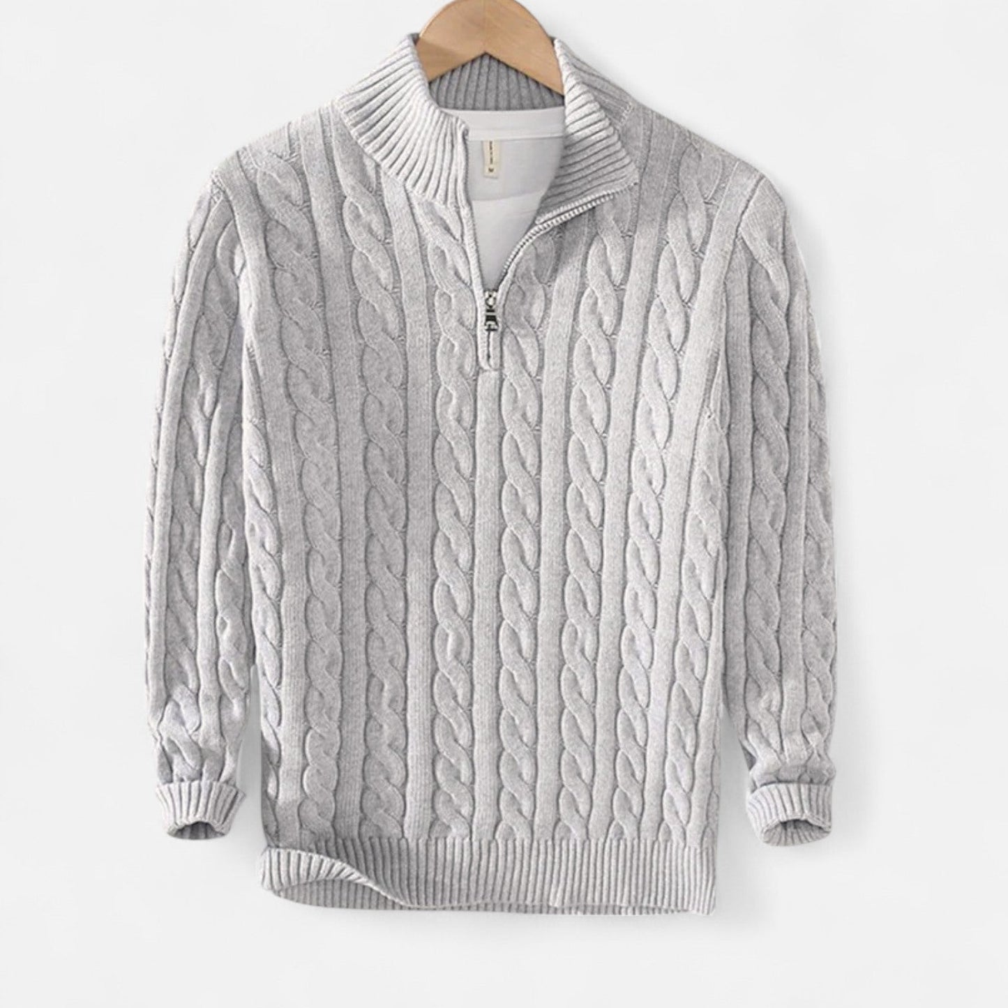 Lavie Moda | Verbier Half Zip – Pull Demi-Zip Homme, Col Zippé, Maille Torsadée en Laine