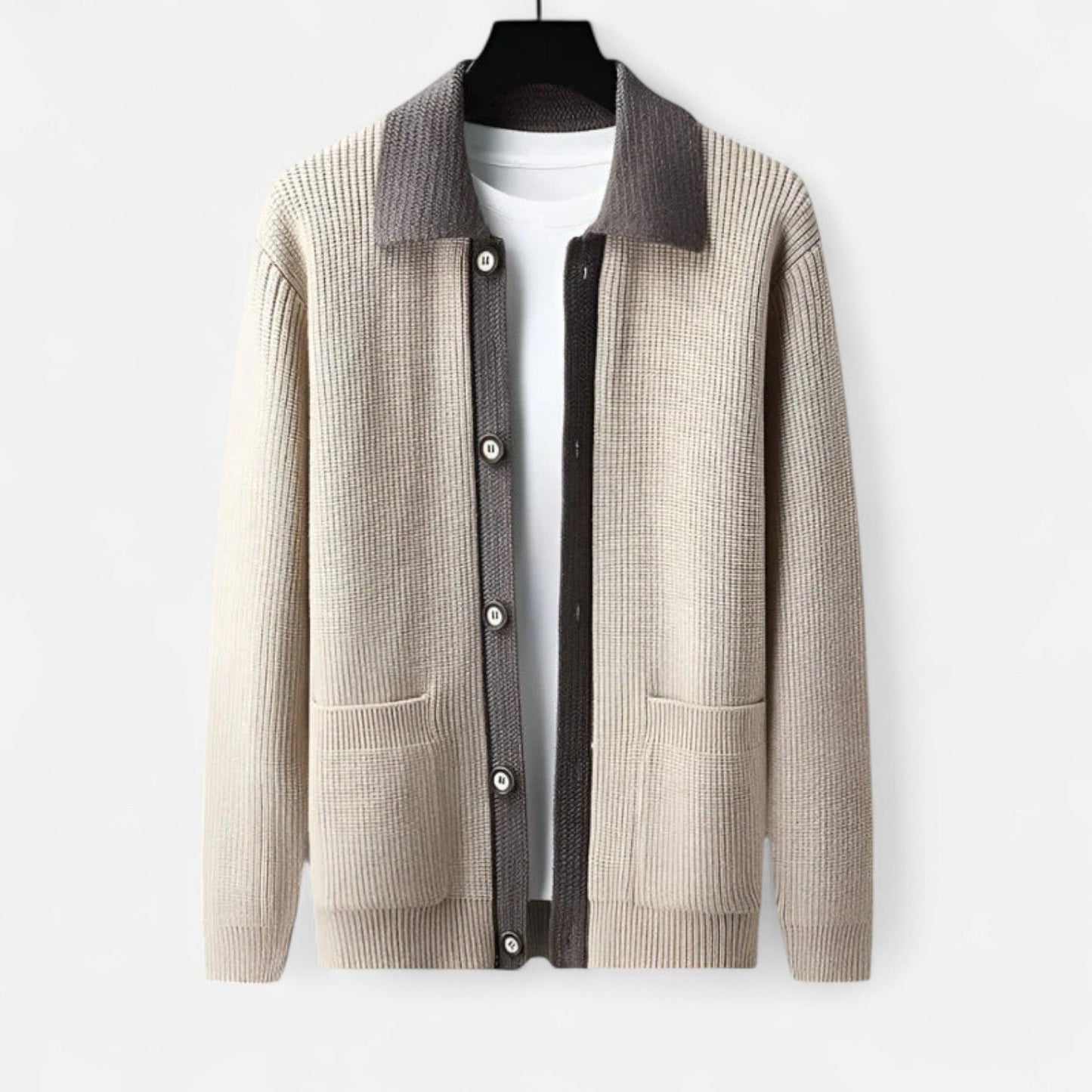 Lavie Moda | Inverness Cardigan – Gilet Homme en Laine Mérinos Premium, Coupe Ajustée avec Poches Profondes