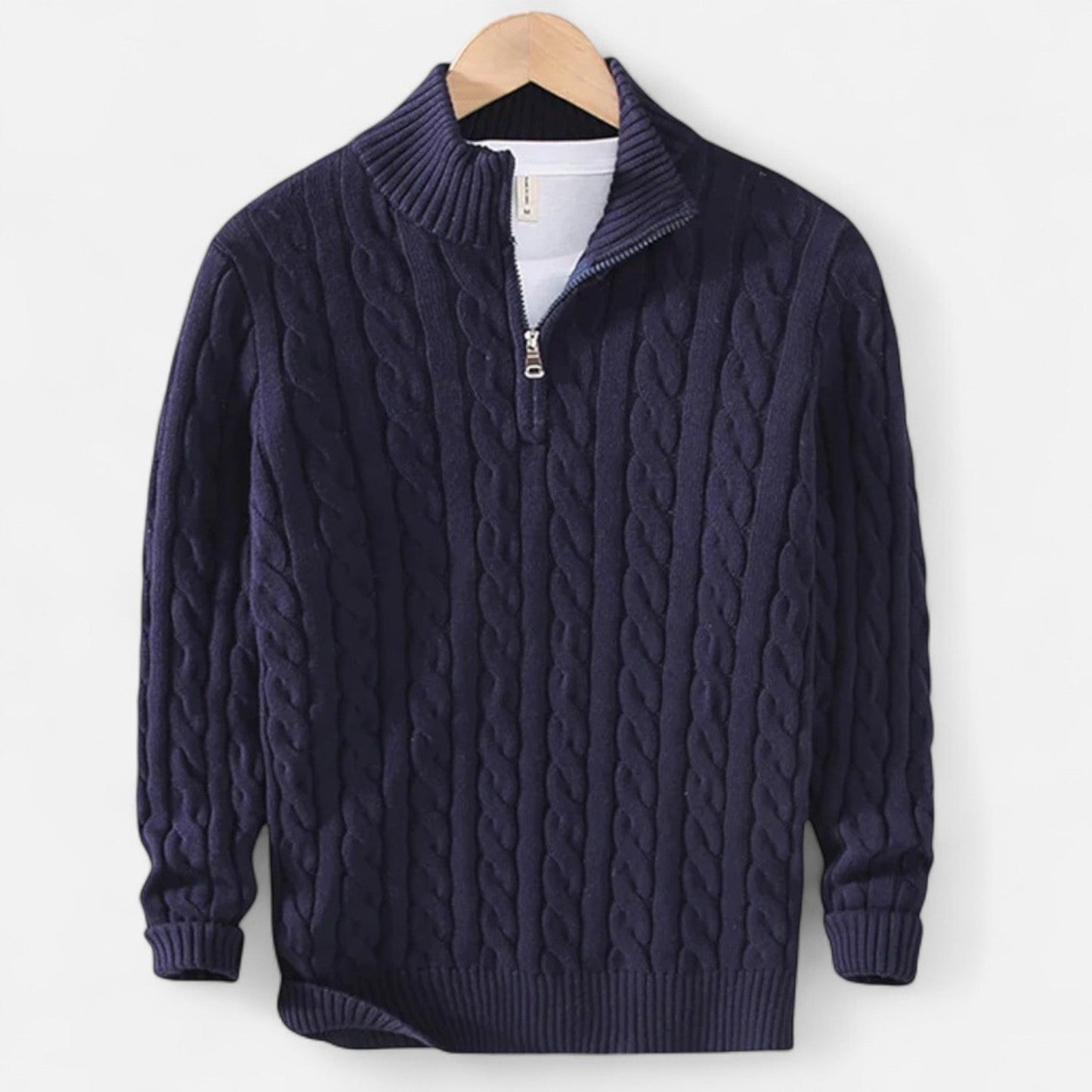 Lavie Moda | Verbier Half Zip – Pull Demi-Zip Homme, Col Zippé, Maille Torsadée en Laine