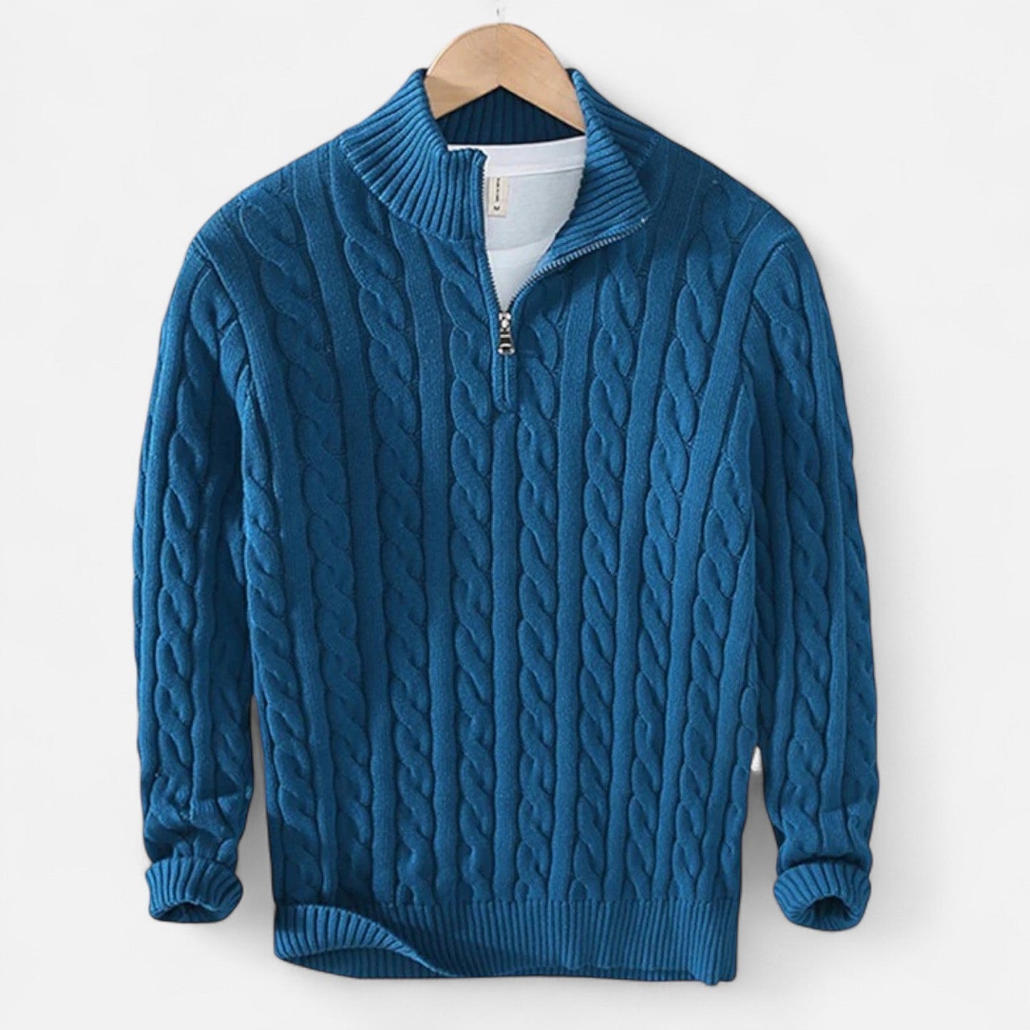 Lavie Moda | Verbier Half Zip – Pull Demi-Zip Homme, Col Zippé, Maille Torsadée en Laine
