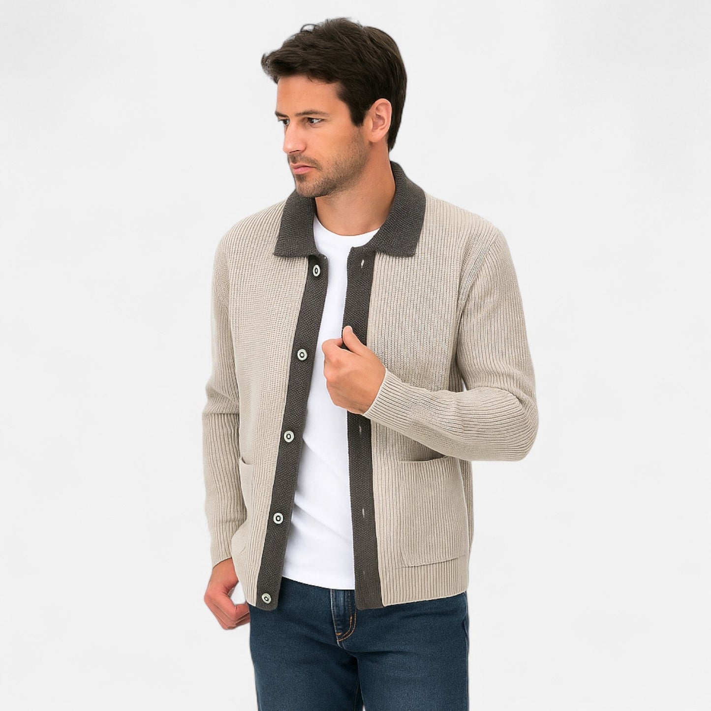 Lavie Moda | Inverness Cardigan – Gilet Homme en Laine Mérinos Premium, Coupe Ajustée avec Poches Profondes