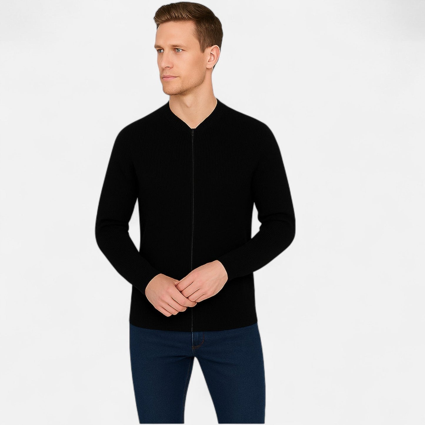 Lavie Moda | Gilet en Coton Homme – Gilet Zippé Sans Manches en Maille Côtelée, Style Vintage