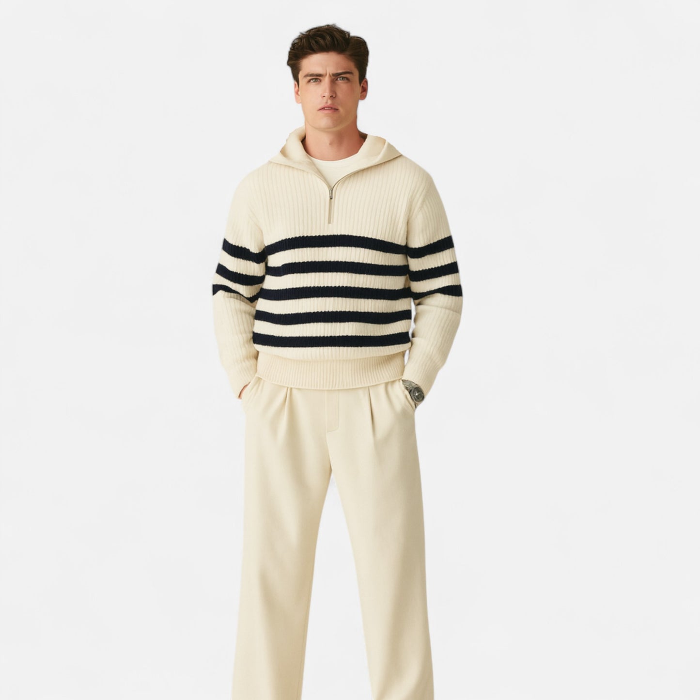 Lavie Moda | Pull Demi-Zip Homme Côtelé Nautique