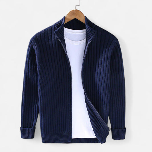 Lavie Moda | Veste Homme en Maille Torsadée – Mélange de Laine en Bleu Marine, Gris, Noir ou Beige, Coupe Moderne pour l’Hiver