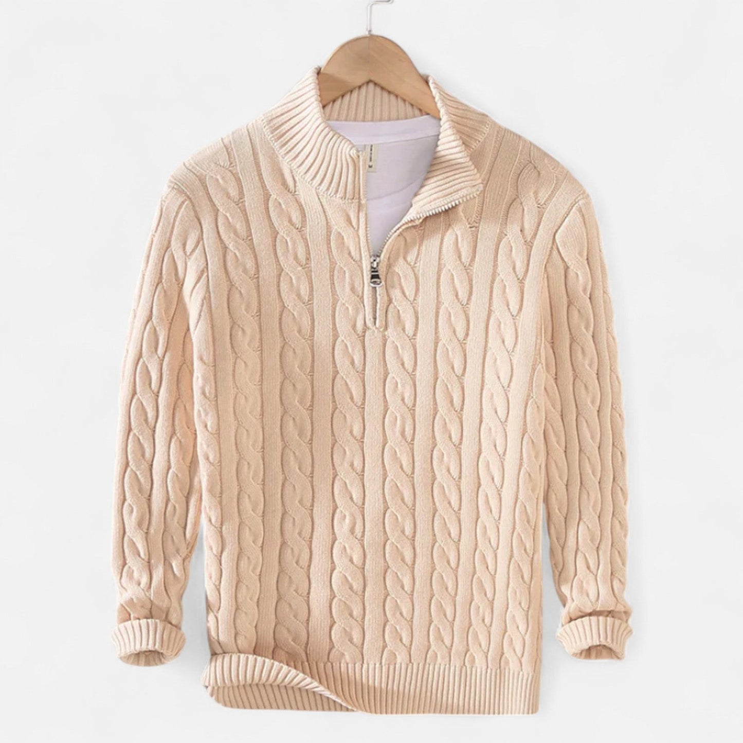 Lavie Moda | Verbier Half Zip – Pull Demi-Zip Homme, Col Zippé, Maille Torsadée en Laine