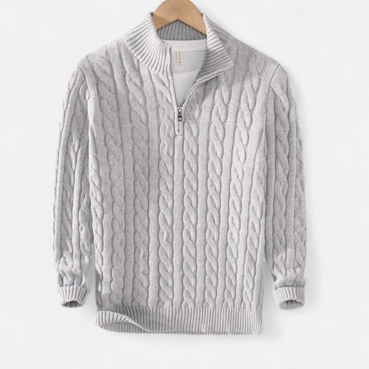 Lavie Moda | Verbier Half Zip – Pull Demi-Zip Homme, Col Zippé, Maille Torsadée en Laine