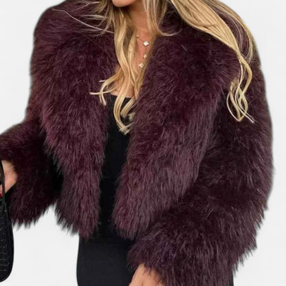 Lavie Moda | Veste Courte Femme en Fausse Fourrure Chic