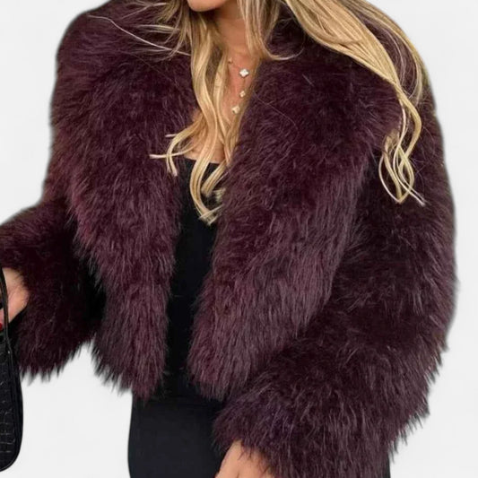 Lavie Moda | Veste Courte Femme en Fausse Fourrure Chic