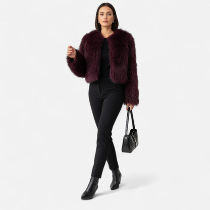 Lavie Moda | Veste Courte Femme en Fausse Fourrure Chic