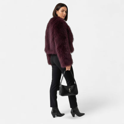 Lavie Moda | Veste Courte Femme en Fausse Fourrure Chic