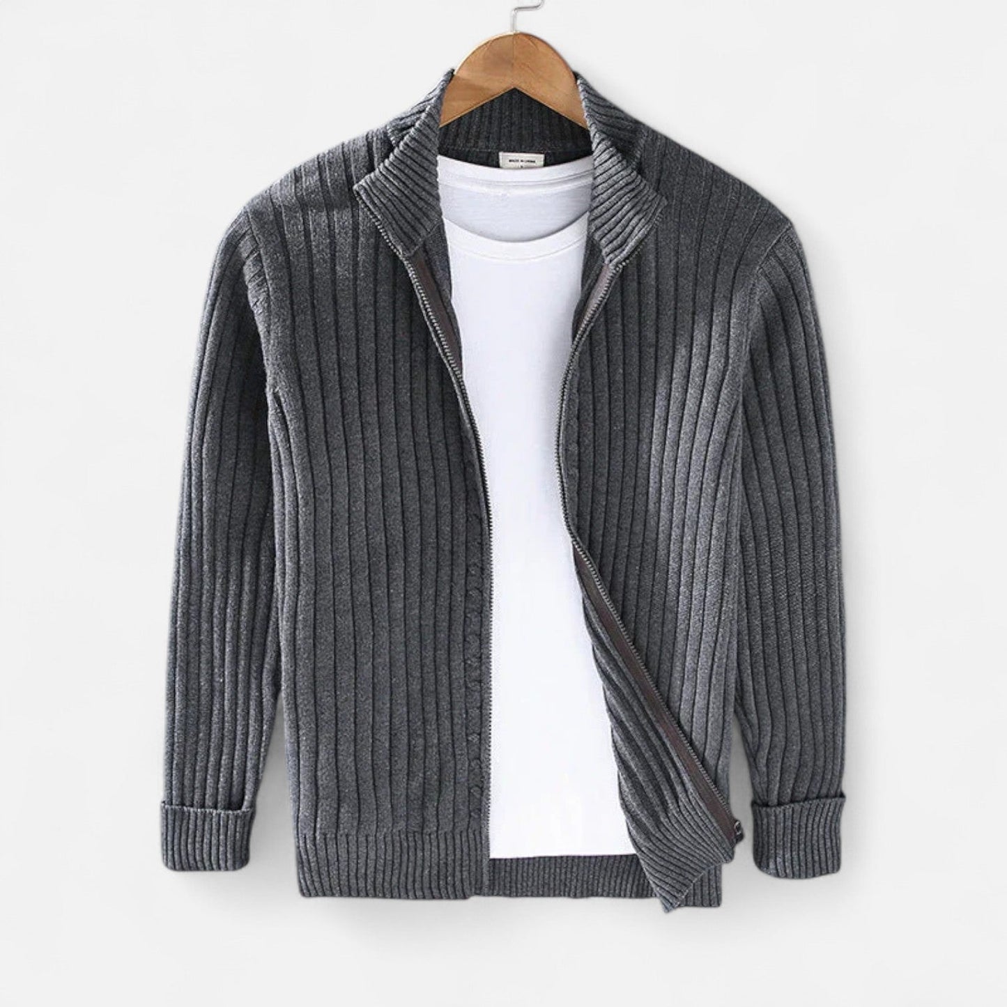 Lavie Moda | Veste Homme en Maille Torsadée – Mélange de Laine en Bleu Marine, Gris, Noir ou Beige, Coupe Moderne pour l’Hiver