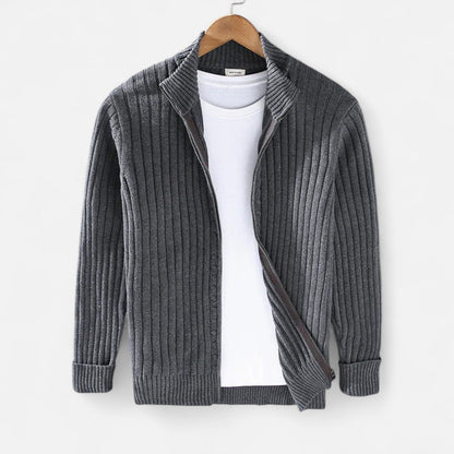 Lavie Moda | Veste Homme en Maille Torsadée – Mélange de Laine en Bleu Marine, Gris, Noir ou Beige, Coupe Moderne pour l’Hiver