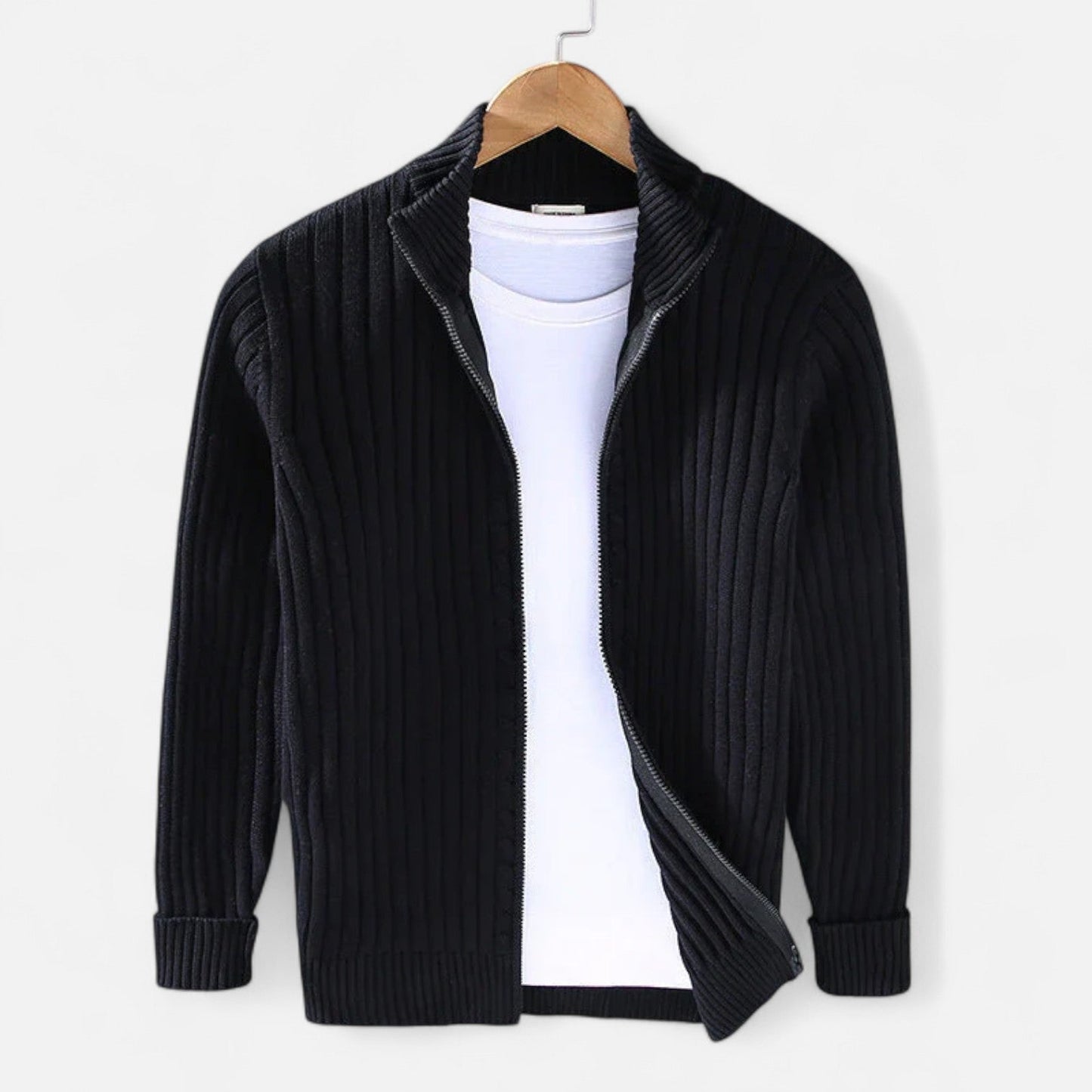Lavie Moda | Veste Homme en Maille Torsadée – Mélange de Laine en Bleu Marine, Gris, Noir ou Beige, Coupe Moderne pour l’Hiver