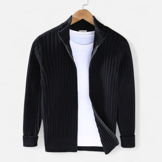 Lavie Moda | Veste Homme en Maille Torsadée – Mélange de Laine en Bleu Marine, Gris, Noir ou Beige, Coupe Moderne pour l’Hiver