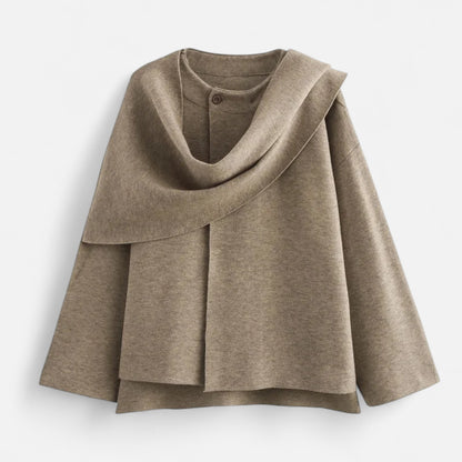 Lavie Moda | Manteau Hiver Femme avec Écharpe Asymétrique – Élégance Douillette Demi-Saison
