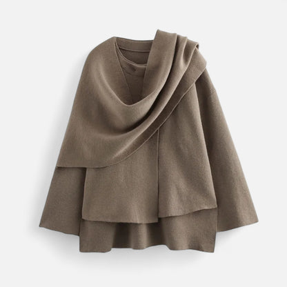 Lavie Moda | Manteau Hiver Femme avec Écharpe Asymétrique – Élégance Douillette Demi-Saison