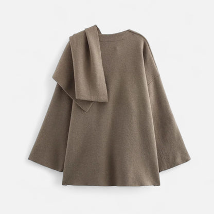 Lavie Moda | Manteau Hiver Femme avec Écharpe Asymétrique – Élégance Douillette Demi-Saison